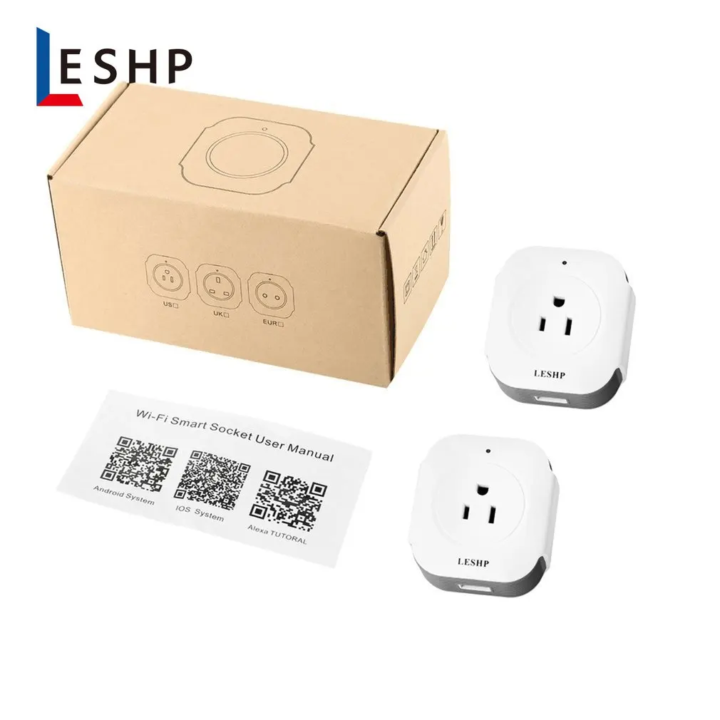 LESHP 2 шт./компл. Однопортовый беспроводной мини-разъем умная розетка с USB выходом Wifi умная розетка 100-240 В США вилка прочная