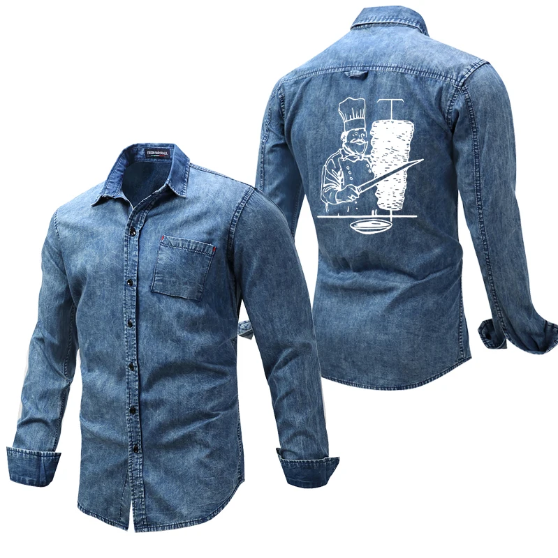 Denim jacket custom made logo men and 