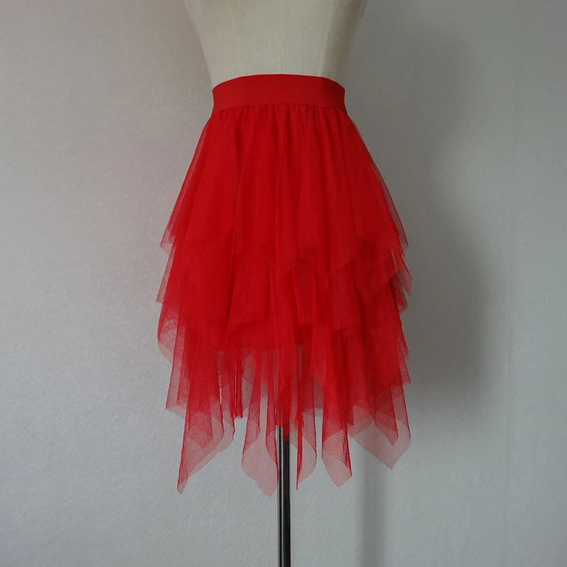 Фатиновые юбки женские Нерегулярные Новая мода с эластичной резинкой на талии из