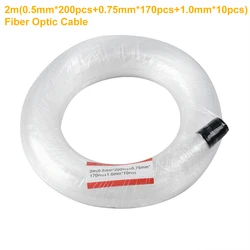 Fibre optique mixte pour Source de lumière LED, 2M(0.5mm * 200 pièces + 0.75mm * 170 pièces + 1.0mm * 10 pièces) 