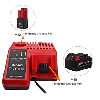 

New Replacement Charger 110-240V Li-ion Battery Charger Milwaukee M12-M18C 48-11-1815 48-11-1828 48-11-2401 48-11-2402 EU/UK/US/
