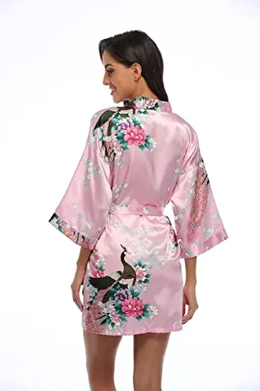 2015 Silk Kimono Robe Bathrobe Women Satin Robe Longue Femme For Women Night Sexy Robes Night Grow For Bridesmaid Summer