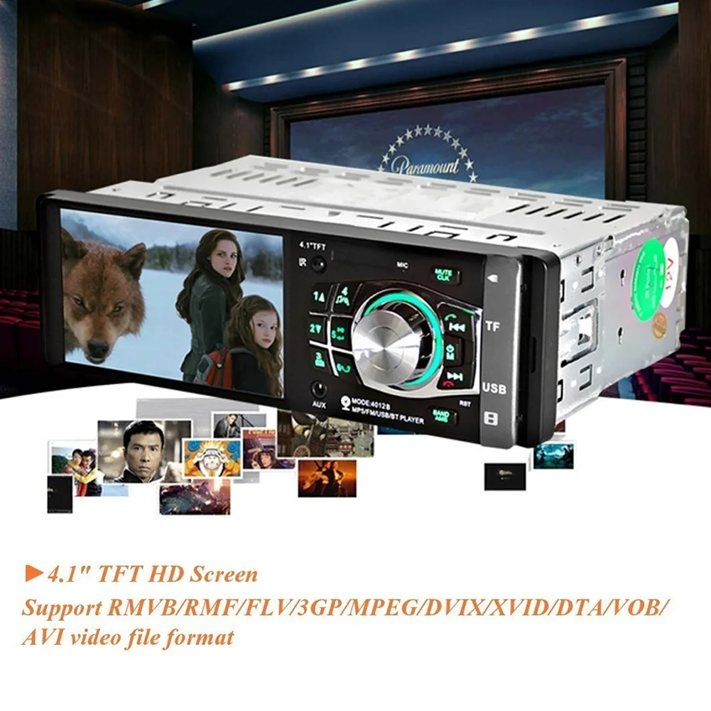 Автомобильный радиоприемник 4012B HD 4,1 дюймов Bluetooth Сенсорный экран 1 Din автомагнитола стерео FM USB MP5 плеер