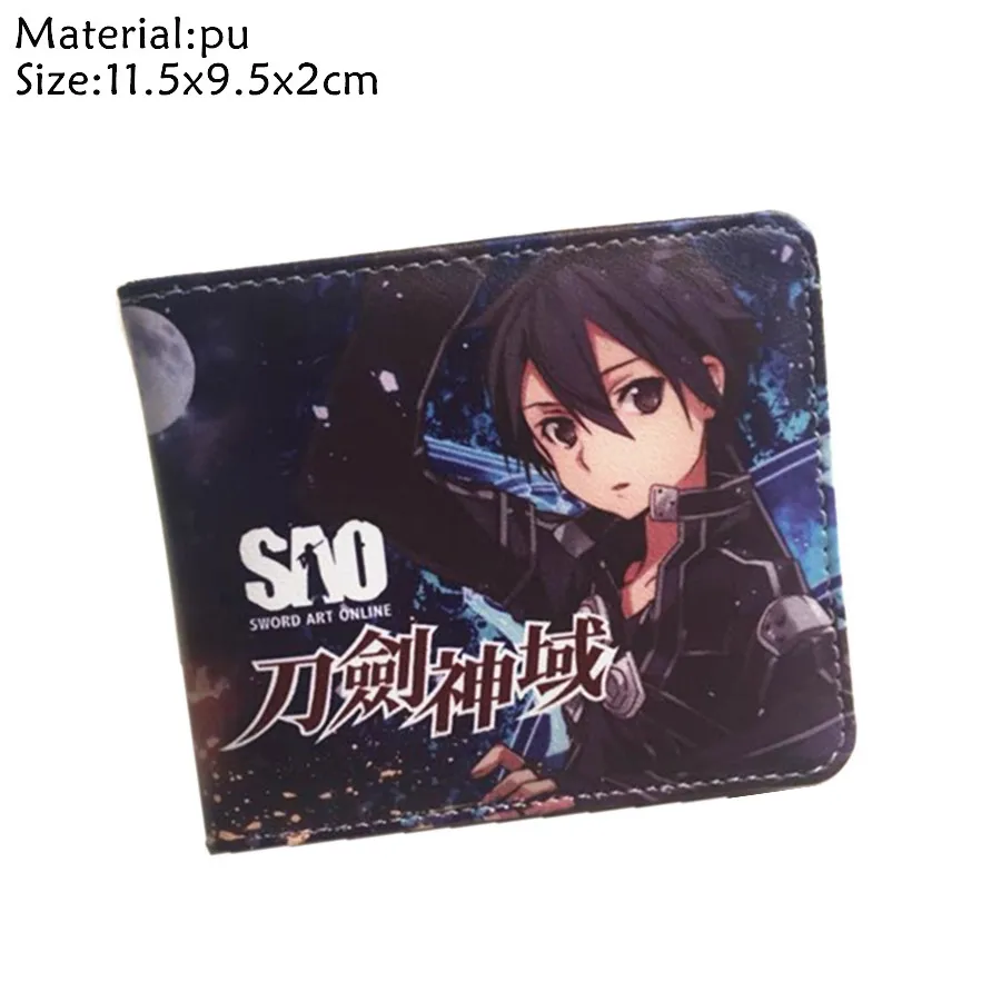 Аниме Sword Art Online SAO Kazuto PU кошелек для мальчиков и девочек на молнии, карман для монет, кожаный короткий двойной держатель для карт, кошелек, подарок