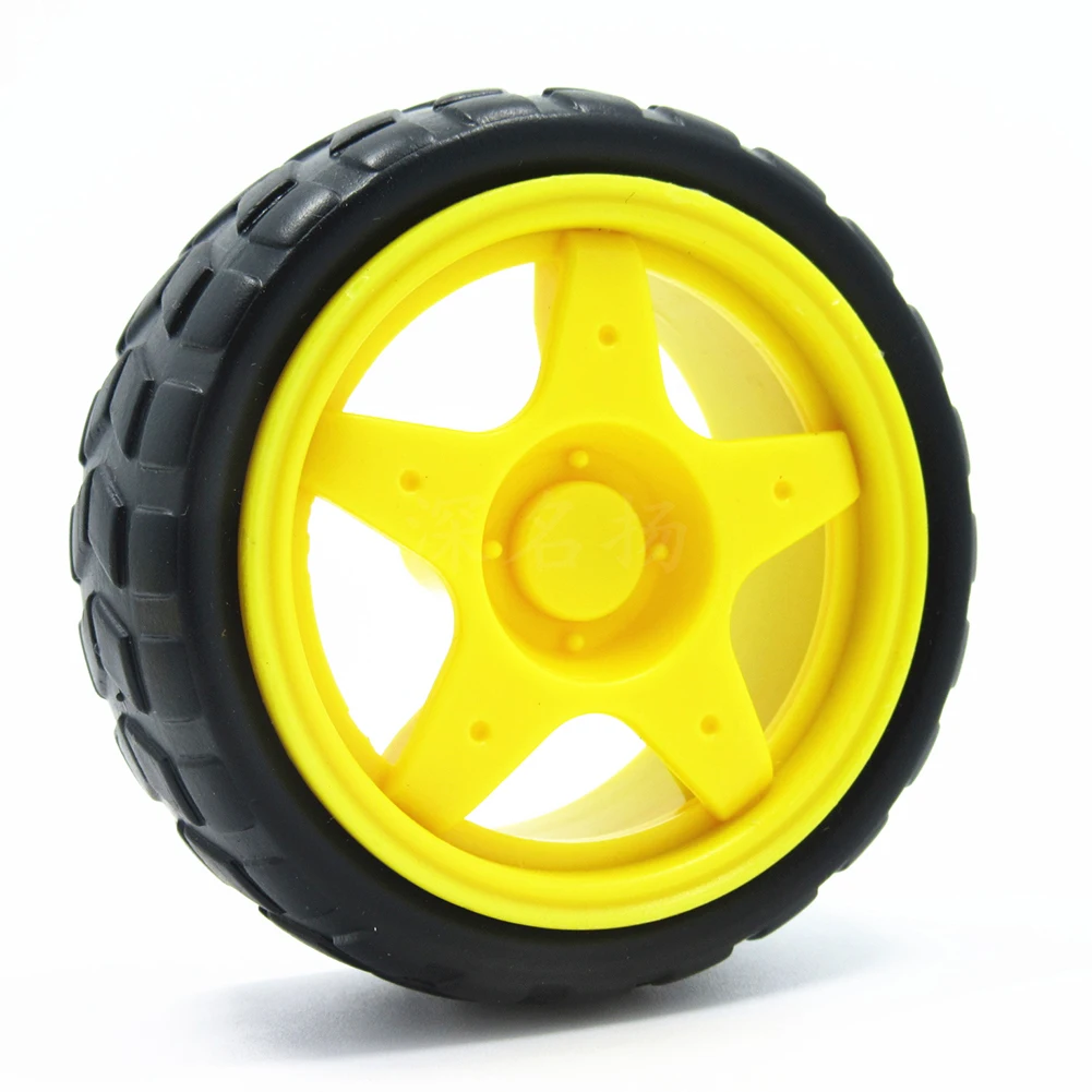 

Motor Smart Robot Car Chassis Accessories Yellow Rubber Wheels For Arduino