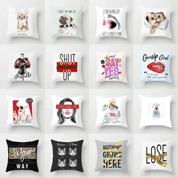 

1Pc Letter Girls Animal Plush Cushion Cover 45*45cm Decorative Pillows case Home Sofa Bed Decoration Pillow cover 45x45cm