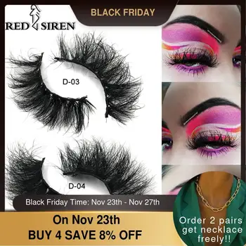 

RED SIREN Fluffy Eyelashes 25mm 3d Mink Lashes Makeup Tool Thick Wispy Long Fake Lashes Mink Wholesale Eyelash Mink Eyelashes