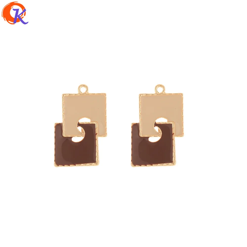 Cream Brown Сердечный Дизайн 50 шт 20*32 мм ювелирные аксессуары/ручная работа/украшения для серег/эффект краски/DIY Изготовление/Подвеска/застежки для сережек - Цвет: Cream Brown