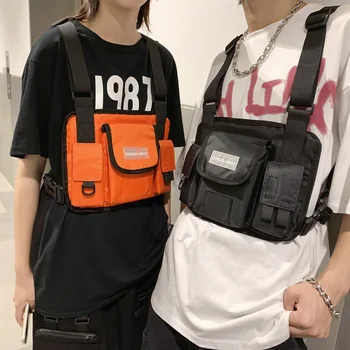

Street Popular Brand Breast Package Hong Kong Style Men and Women Couples Workwear Package Concavo-Convex Modeling Function Wind