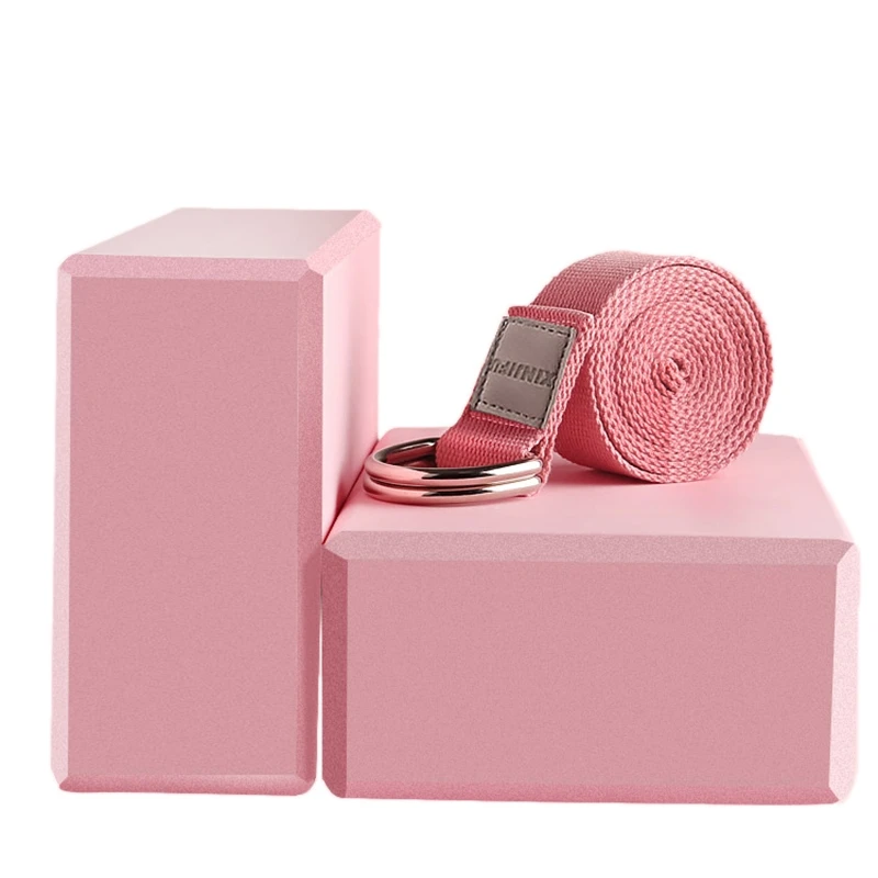 

Yoga Block Yoga Foam Blocks Plus Strap with Metal D-Ring Eco-Friendly EVA Foam Brick Pink