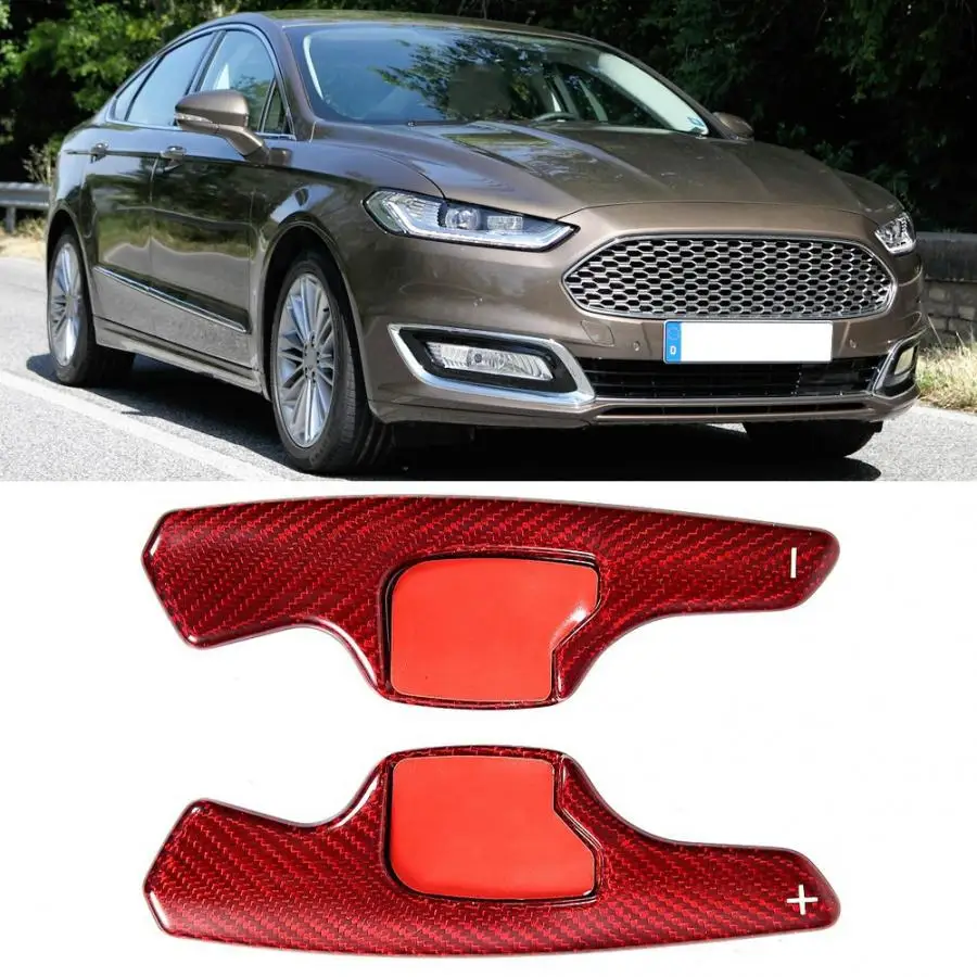 Красное углеродное волокно рулевое колесо сдвиг удлинение лопасти подходит для Ford aurus Lincoln Mondeo автомобиль модифицированный Стайлинг часть