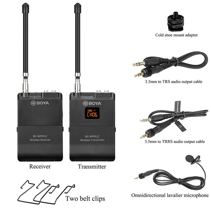 BOYA-BY-WFM12-VHF-Wireless-Microphone-System-Lapel-Lavalier-Mic-for-iPhone-8-7-plus-Smartphone (4)