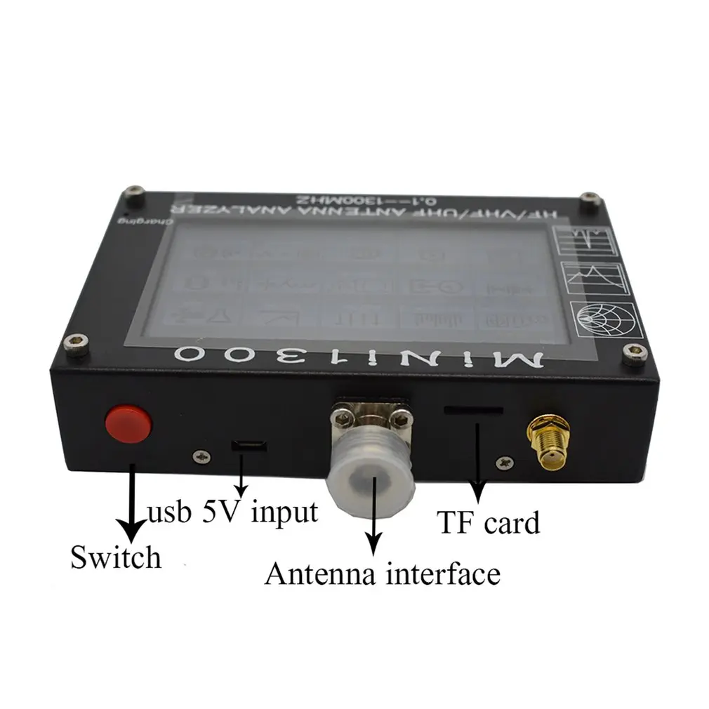Mini1300 TFT lcd 0,1-1300 MHz HF VHF UHF ANT КСВ антенный анализатор внутренний измеритель заряда батареи обновление от MINI600