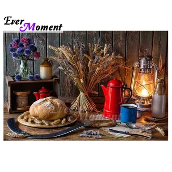 

Ever Moment Hot Sell 5D DIY Diamond Painting Country Still Life Lavender Bread Cup Wall Art Full Drill Diamond Painting 5L367