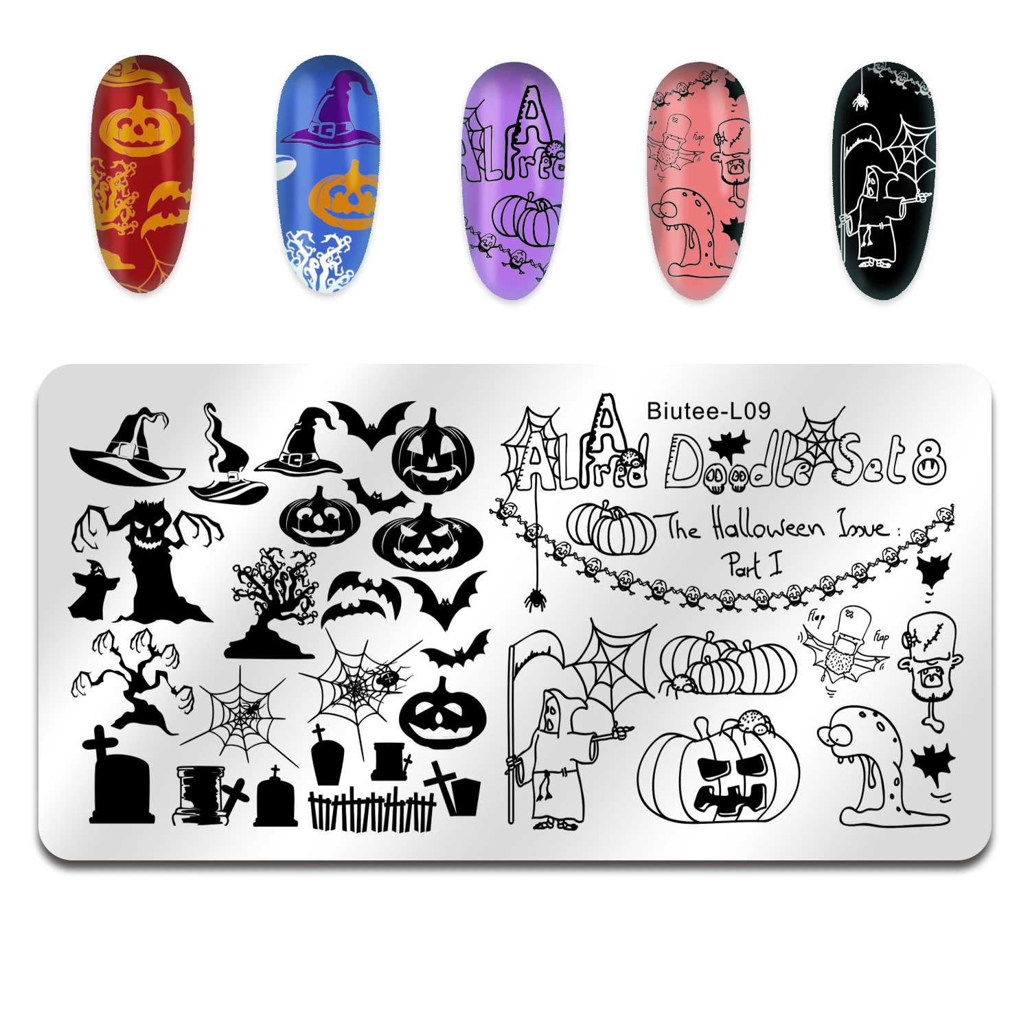 Biutee, 10 шт. пластинки для ногтей, дизайнерские наборы, штамповочные пластины, лаки для маникюра, Рождество, геометрические, Хэллоуин, животный узор