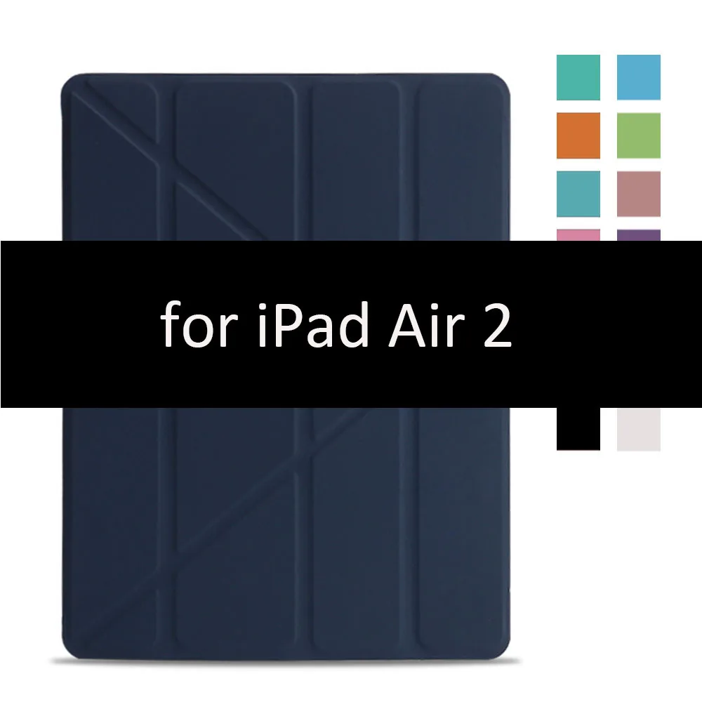 Чехол для iPad Air 2 1, чехол, из искусственной кожи и ультратонкая задняя крышка из поликарбоната, умный чехол, Магнитный чехол для iPad air 2, A1566, A1567, откидная подставка - Цвет: Dark Blue-2