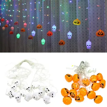 

Halloween Smiley Pumpkin Skull String Light Curtain LED 8 Modes Home Decor