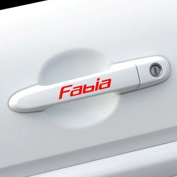 

4PCS Car Stickers Decals For Skoda Fabia 1 2 3 MK1 MK2 Waterproof Vinyl PVC Auto Decor Reflective Door Handle Decals Accessories