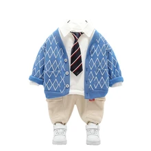 Ropa de moda para niños y niñas, nueva chaqueta para bebé, camiseta y pantalones, 3 unidades/conjunto de ropa deportiva informal de algodón