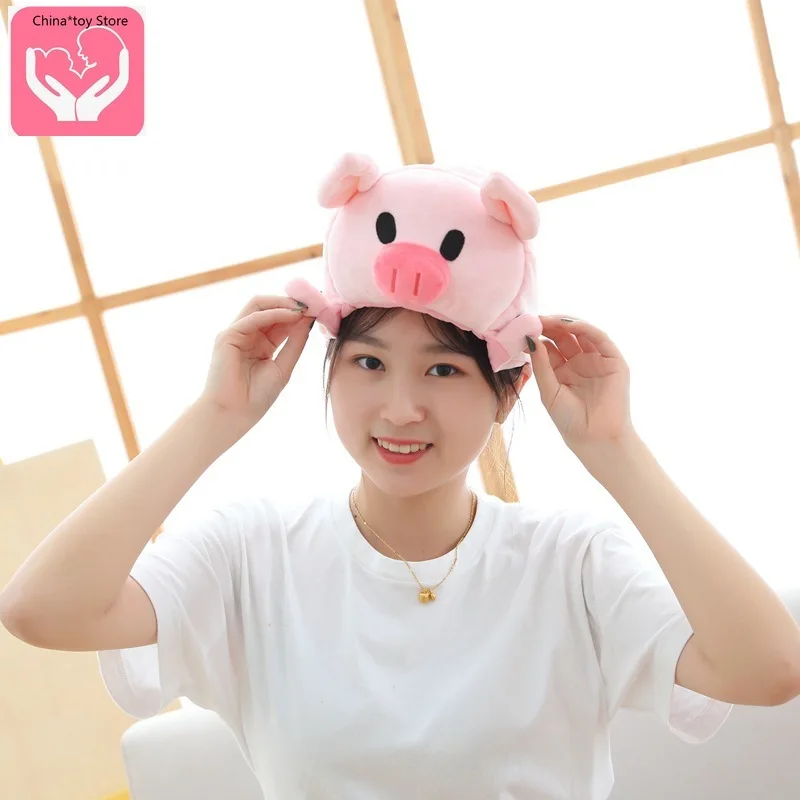 Pig Hat Cute Pink Pig Head Hat Children's Photo Props Winter Plush Hot Rectangular Hat