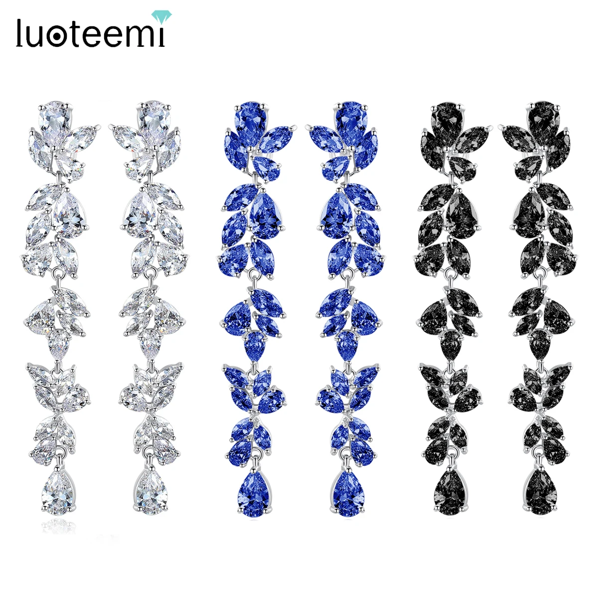 LUOTEEMI новые большие изысканные длинные висячие серьги в форме листа для женщин