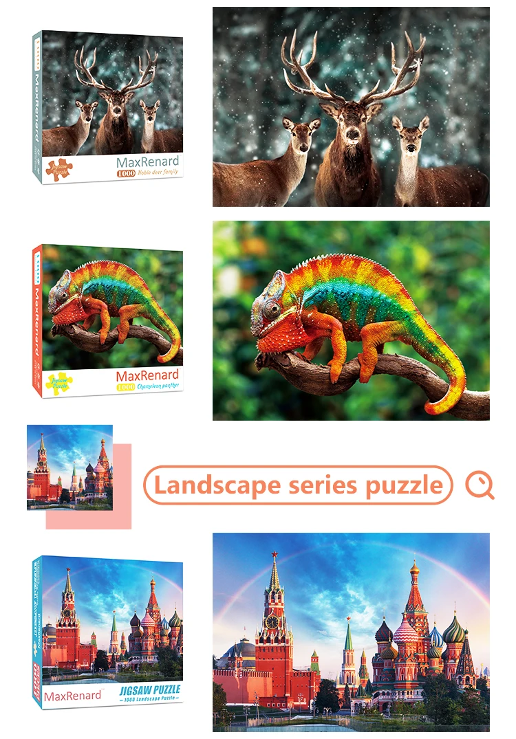 MaxRenard Puzzle 1000 Pieces Adult Puzzle Jigsaw 50*70cm Noble Deer Family Assembling Animal Photos Puzzles Toys for Adults