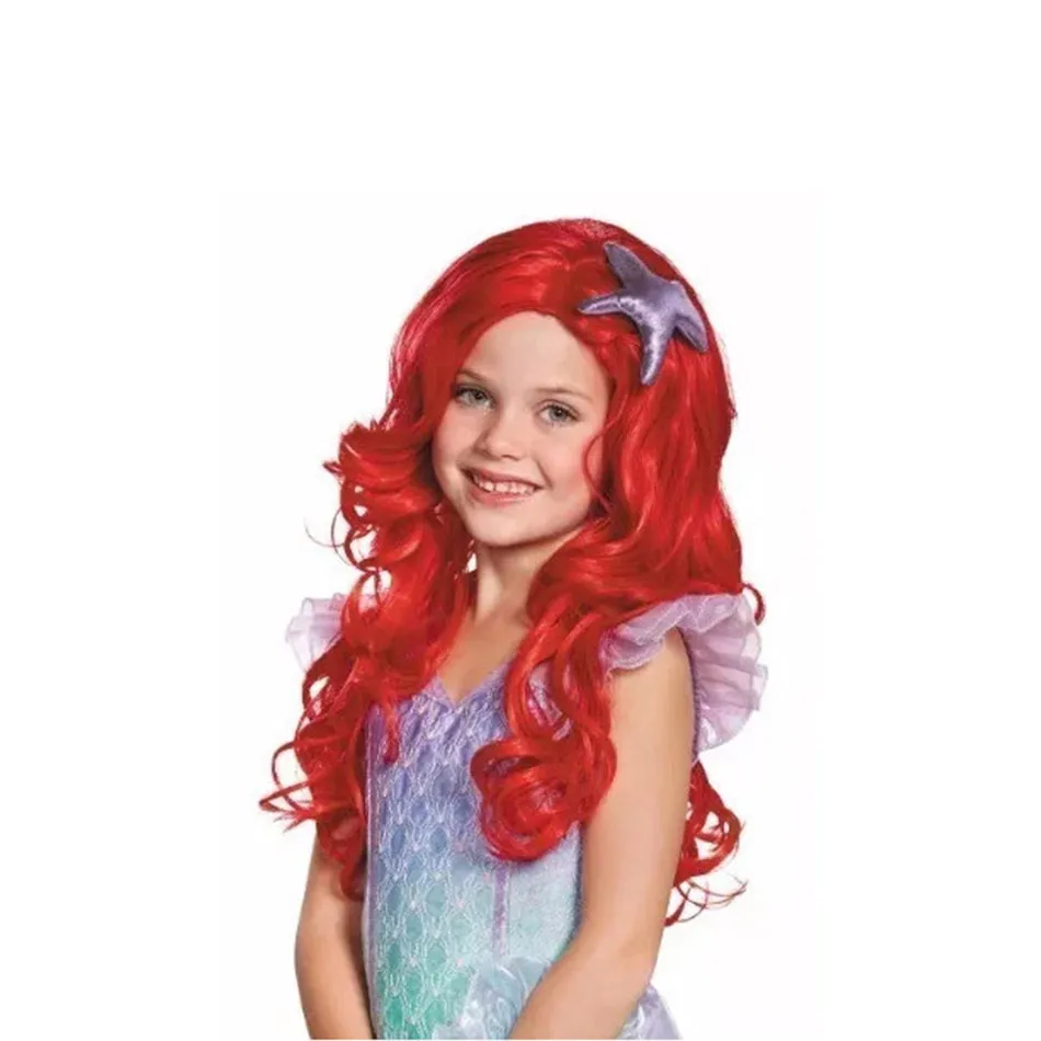 Ariel Wig Детские летние вечерние пляжные платья с открытыми плечами детский маскарадный костюм Русалочки платье принцессы Ариэль для маленьких девочек - Цвет: Ariel Wig