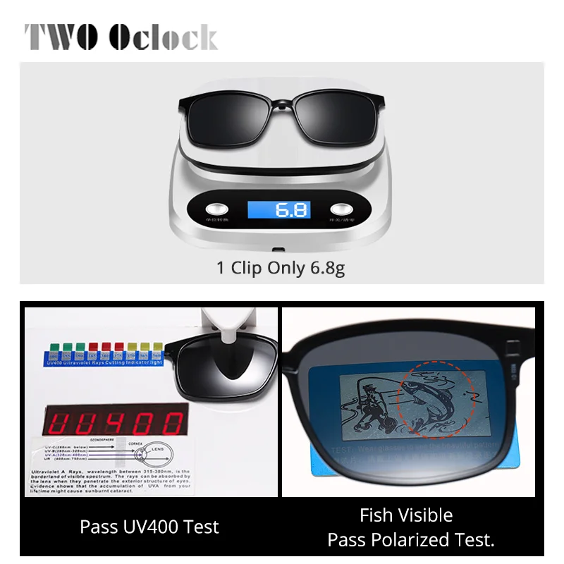 TWO Oclock Polarized Sunglasses Magnetic Clip On Glasses Frame 2 In 1 Nearsighted Myopia Prescription Sunglass Customize Z8033