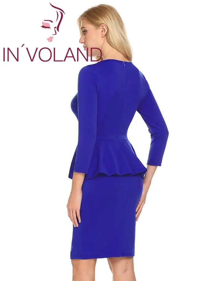 Женское офисное платье карандаш OL для девушек Vestido с круглым вырезом длинным