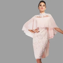 Pink Mother Of The Bride Dresses Sheath Knee Length Chiffon Appliques Beaded Plus Size Short Groom Mother Dresses For Wedding