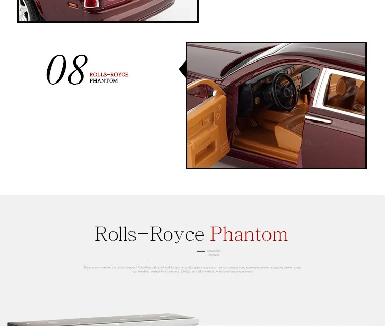 1/24 Rolls Royce Phantom литая под давлением Модель автомобиля игрушки металлический автомобиль Игрушечная модель автомобиля черная удлиненная коллекция лимузина 6 дверей