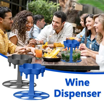 

6 Shot Glass Dispenser and Holder-Dispenser For Filling Liquids Shots Dispense Barware Home Party Equipment Stand Wine Dispenser