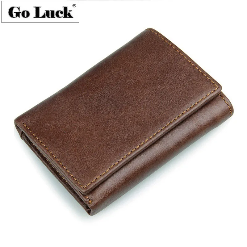 GO-LUCK, брендовый, RFID, натуральная кожа, Карманный Кошелек, мужской, три сложения, держатель для карт, чехол для карт, Женский кошелек, унисекс, Carteras