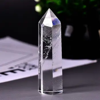 

1PC Natural White Crystal Point Clear Quartz Crystal Point Mineral Energy Ornament Healing Wand Obelisk Home Decoration DIY Gifi