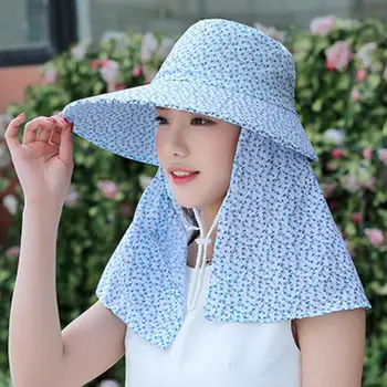 

Face masks virus protection Spring Summer Women Floral Print Sun Protection Wide Brim Face Neck Cover Hat сварочная маска
