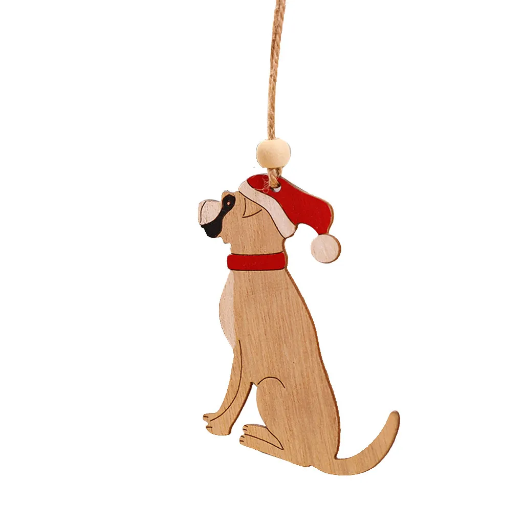 Christmas Decorating 1PC Wooden Hanging Christmas Tree Cabin Elk Car Ornament Xmas Party Home Decor navidad kerst natal#30