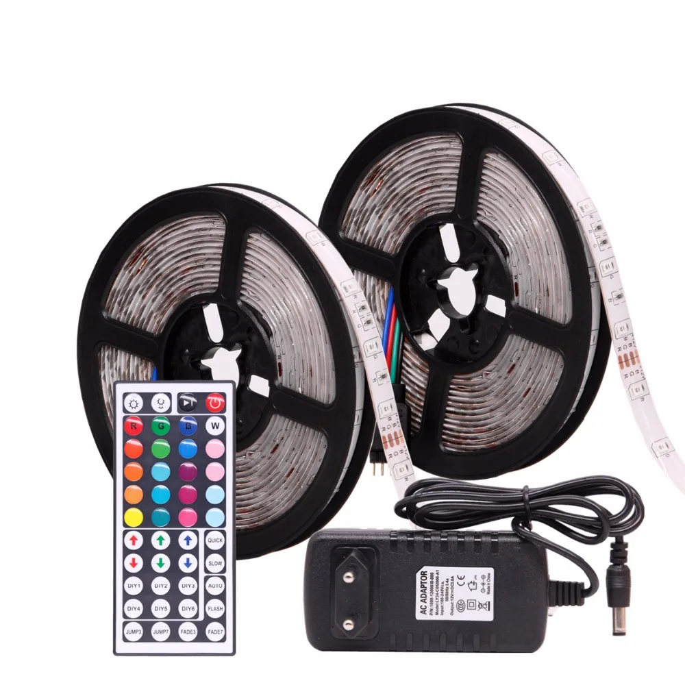 Светодиодная лента RGB водонепроницаемая 2835 5 м 10 12 в пост. Тока В|Светодиодные