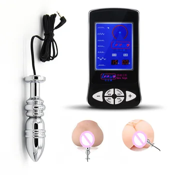 

Stainless Steel Metal Dildo Anal Plug Electric Shock Vaginal Anus Dilator Buttplug G Spot Stimulation Sex Toys Kits Add Host