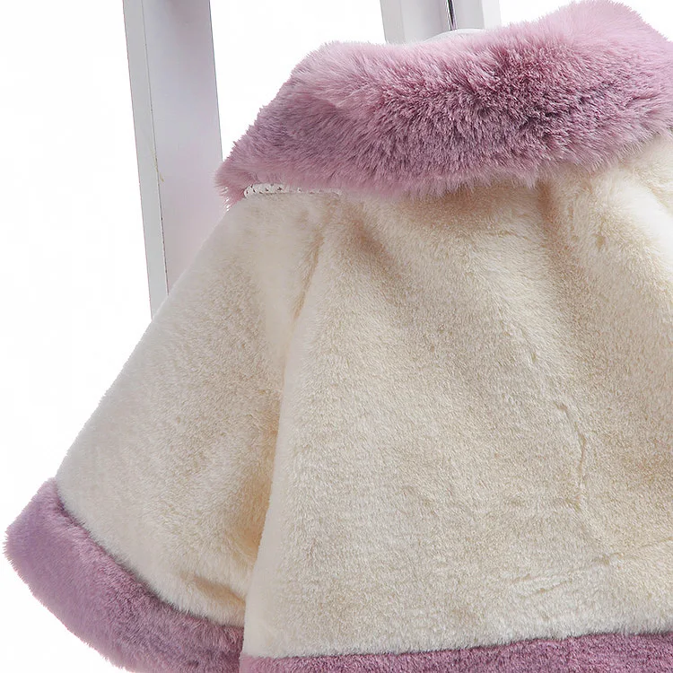 Зимняя куртка для новорожденных девочек; коллекция года; Модное детское утепленное пончо с искусственным кроличьим мехом; плащ; Верхняя одежда для маленьких девочек; пальто; TX028