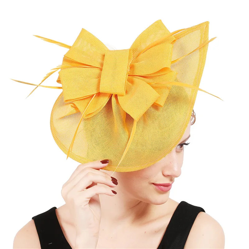 

Hot pink Vintage derby loop red big fascinators hat ladies event feather headwear race hair accessories fedora millinery hats