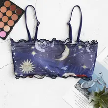 Бикини-топ-бандо с сеткой и отделкой салата Zaful Sun Star Moon