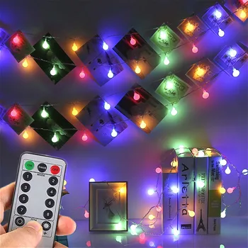 

Led Ball String Lights with remote control Outdoor Waterproof battery Fairy Garlands light for Holiday Wedding garden Decoration