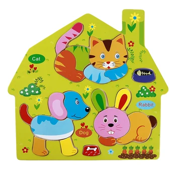 

New Hand Grab Board Puzzle Wooden Toys For Child Cartoon Wood Jigsaw Kids Baby Early Educational Learning Toy