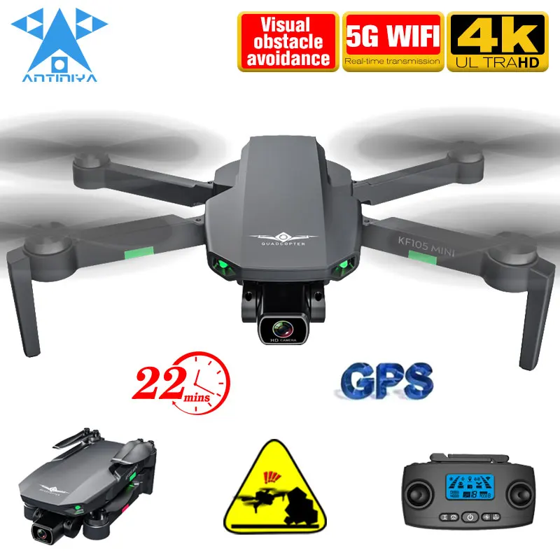 ANTINIYA GPS Drone 4K HD Camera Profesional Visual Obstacle Avoidance Helicopter Brushless Motor 5G RC Foldable Quadcopter KF105 |