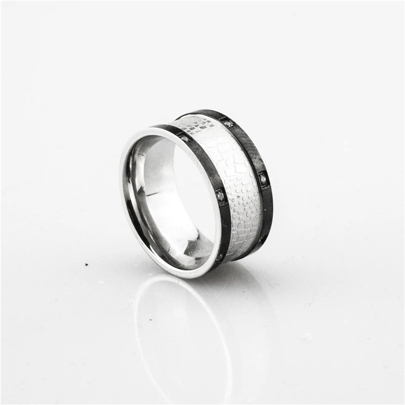 

2020 New Imitation Lava Stone Pattern Rings With Cubic Zirconia Fashion 10mm Stainless Steel Ring for Women Wholesale Jewelry