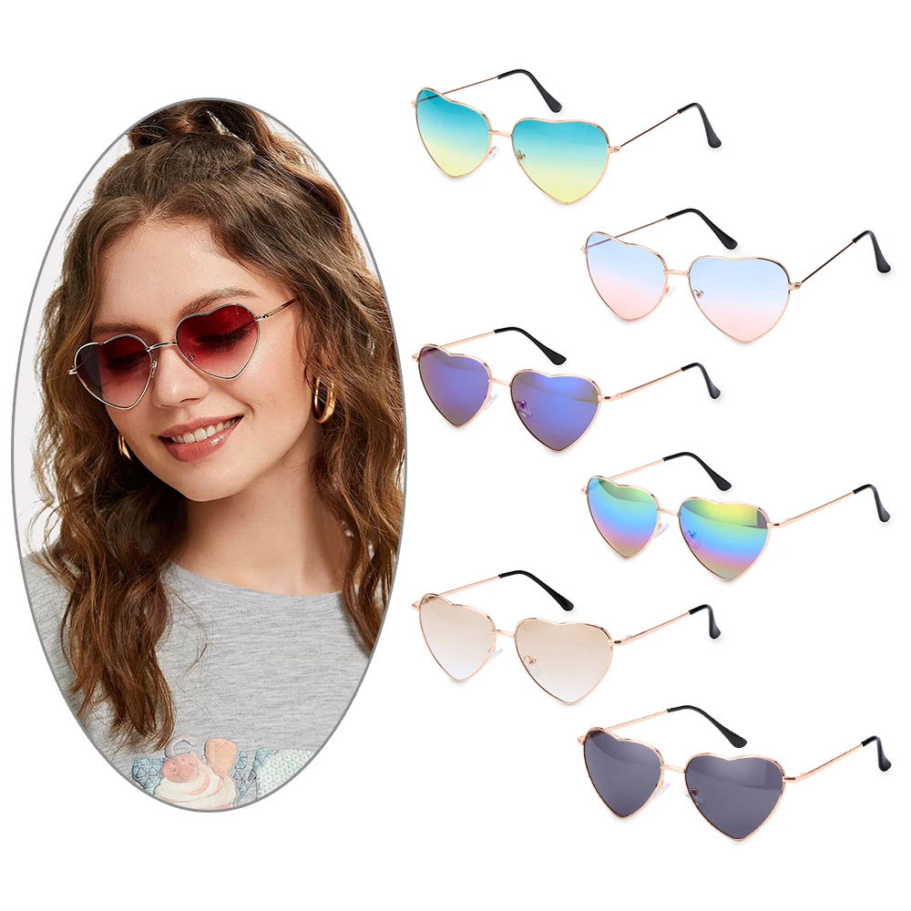 1 PC UV 400 Car Motorcycle Dustproof Goggles Vintage Heart Shape Outdoor Sunglasses Women Fashion Metal Frame Sun Glasses safety gear