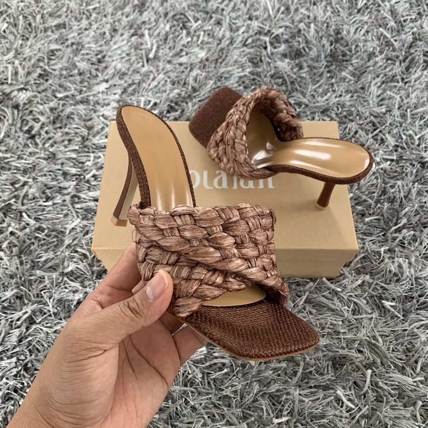 Fashion Women Sandals Slipper Summer Ladies Slides Square Open Toe High Heel Mules Slip On Sandal Shoes women slippers women high heels platform high heels sandals platform sandals ankle buckle sandals