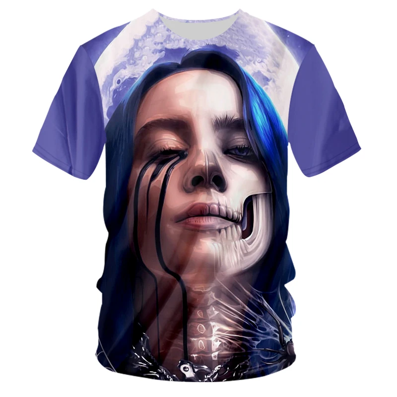 UJWI Billie Eilish хип-хоп 3d футболки с принтом летняя футболка с коротким рукавом для мужчин/женщин 3D футболки футболка толстовки Одежда
