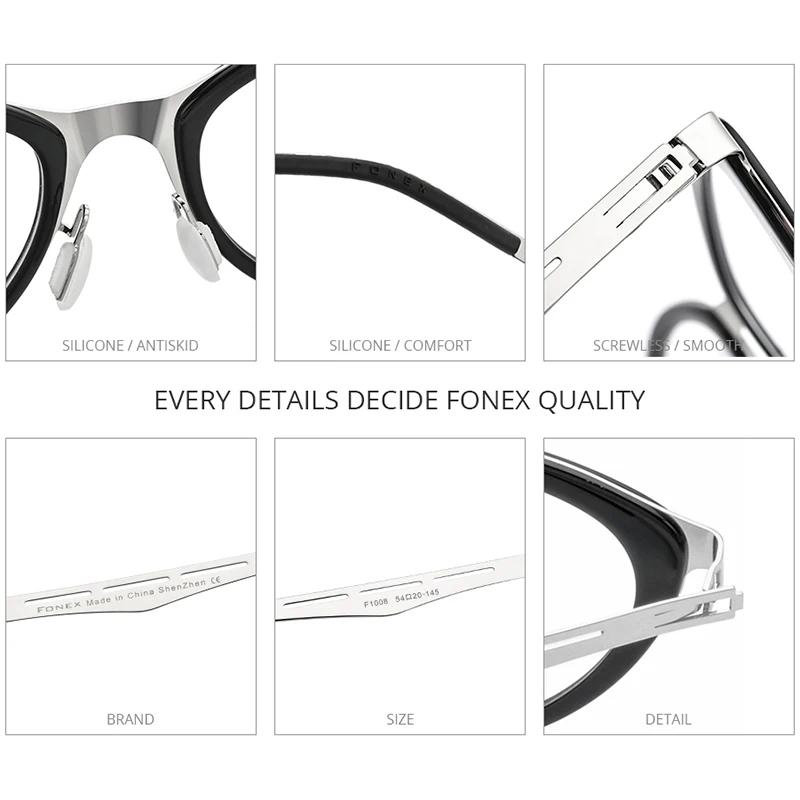 FONEX montatura per occhiali in acetato donna miopia prescrizione occhiali  da vista Cat Eye 2020 nuovo Designer ottico di marca occhiali senza viti  F1008 - AliExpress Apparel Accessories