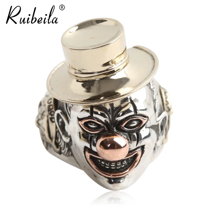 Ruibeila925 Argent Personnalité Magicien Chapeau Bague Drôle Rétro Punk Pagliaccio Anneau Amusant Cadeau D'Halloween Pour Les Amis